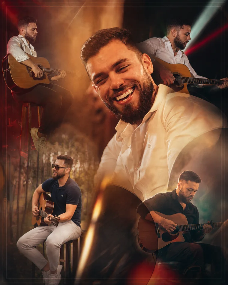 Wellington sorrindo com o violão
